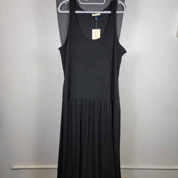 Universal Thread Black Women's Drop Waist Knit Midi Slip Dress Size XL - Picture 1 of 4